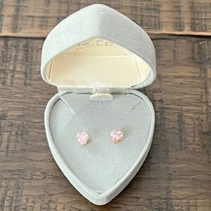 NEW! Pink Ice Heart Shaped Stud Earrings in Box